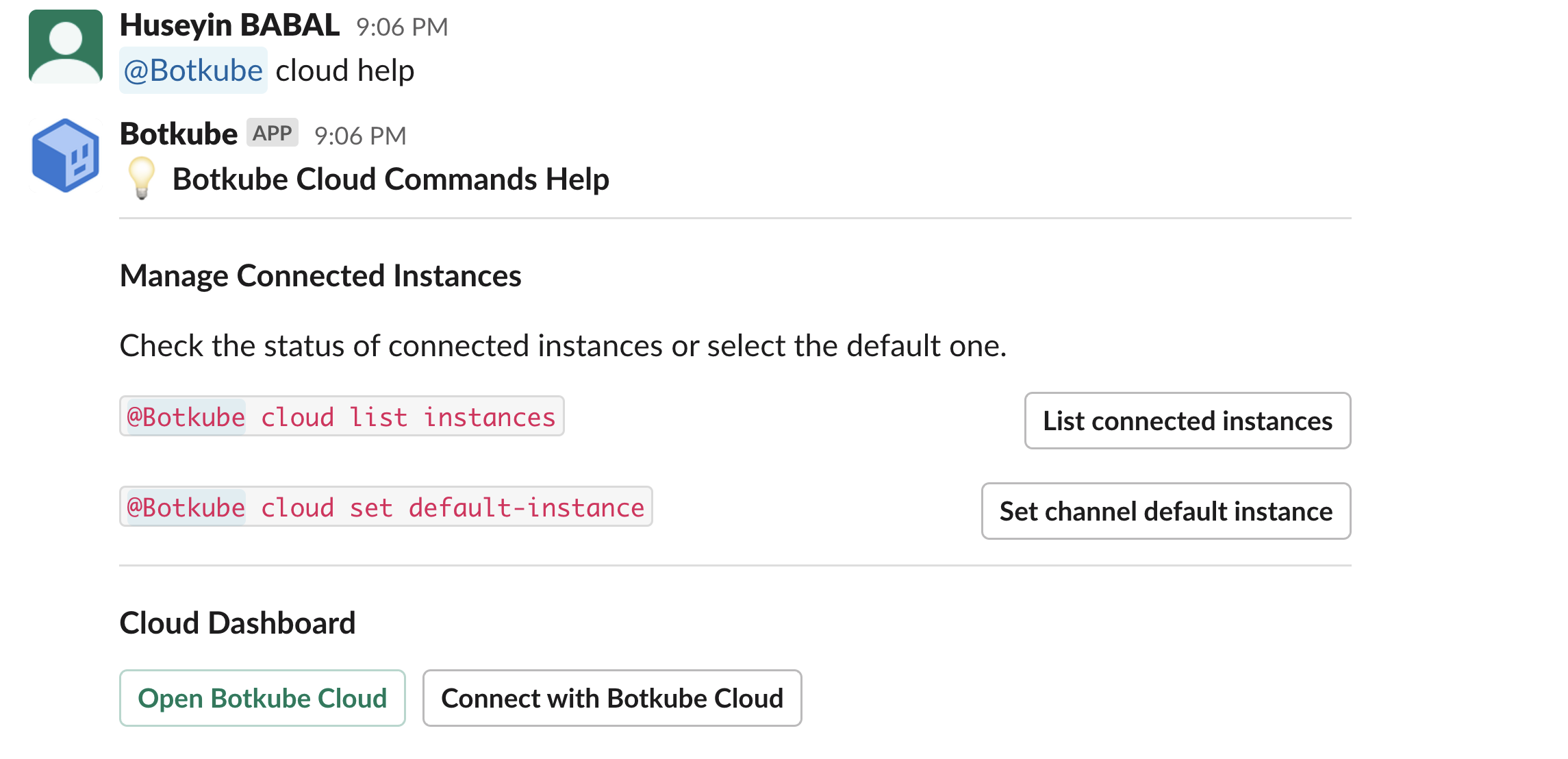 Cloud Slack Command Help